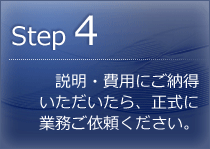 説明・費用にご納得頂いたら正式に業務ご依頼ください。